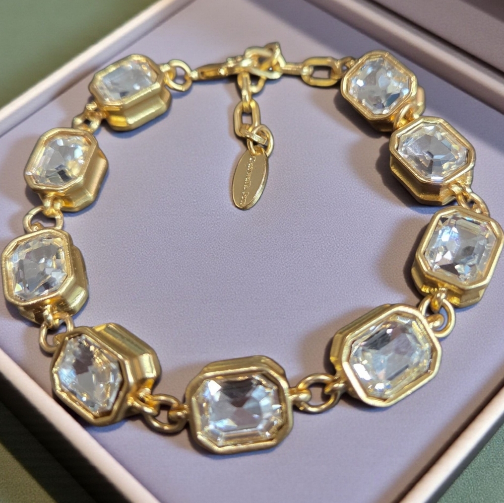 18k Gold Plated Catwalk Jon Chunky Headlight Crystal Bracelet
